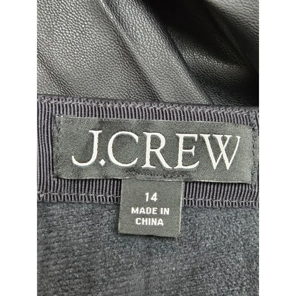 J.Crew Pleated Black Vegan Leather Midi Skirt 14 Long Classic Quiet Luxury